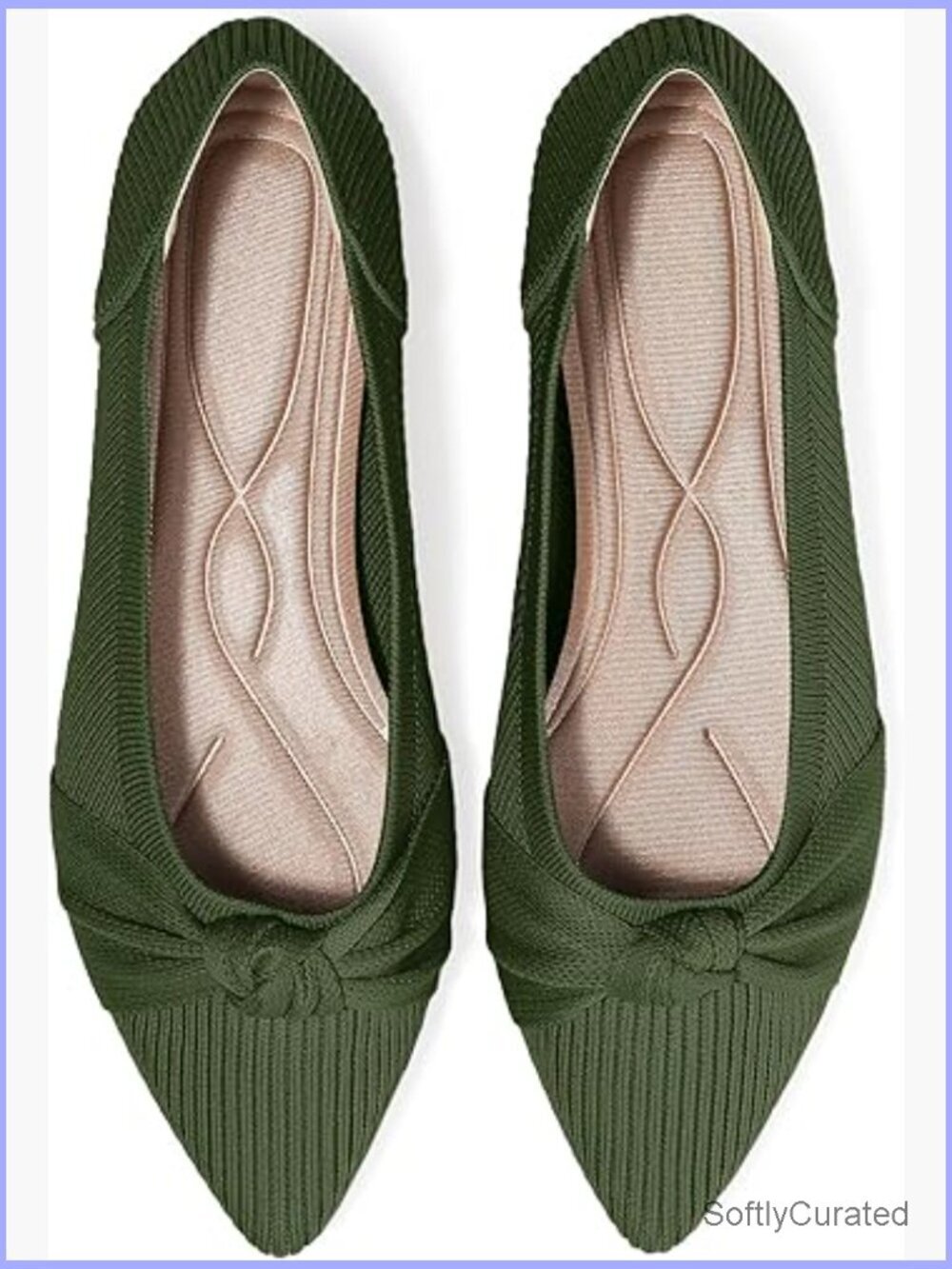 Pointed Toe Knit Ballet Flats Comfortable Lightweight Office Casual Shoes